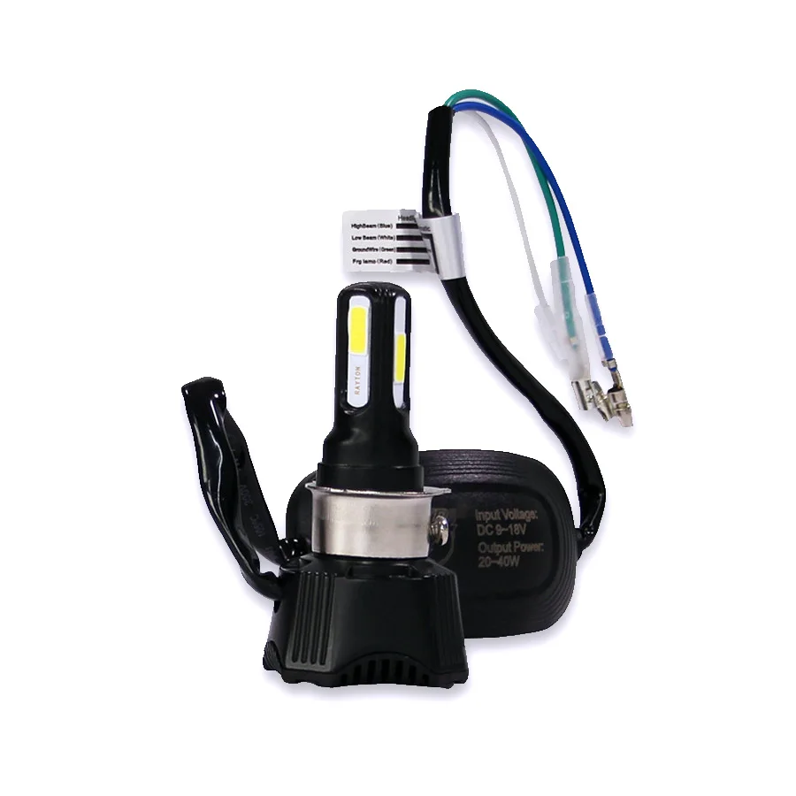 Universal Motorcycle Headlight LED Bulb Hi/Lo Beam 360 Degree High Power 4cob DC 40w 4400LM H4 HS1 H6