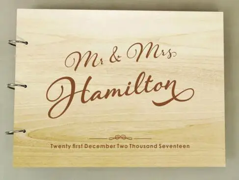 personalized Mr. & Mrs. Rustic wedding guest album engraved Wooden guestbooks Reception party favors decorations