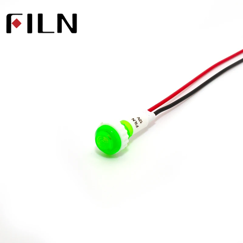 FILN 5 pezzi 10mm indicatore luminoso in plastica 12V 24V 110V 220V Pannello luminoso a LED montato su pannello luminoso a LED Mini lunghezza cavo: 20 cm