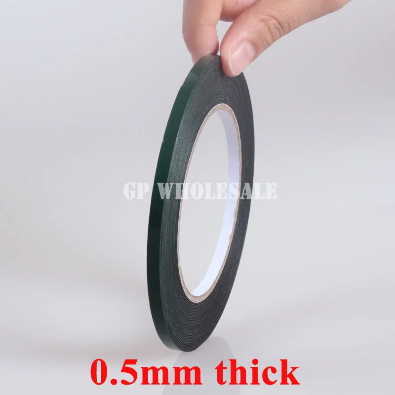 1x 6mm wide Roll Tape, 0.5mm thick, Double Sides Sticky Black Sponge Foam Tape for Cellphone Panel Screen DustProof Sealing