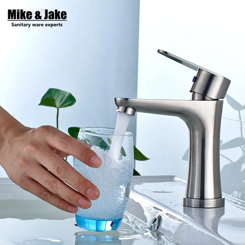 stainless steel 304 green bathroom faucet Lead Free No PB Basin mixer brushed sink crane basin tap mixer tap