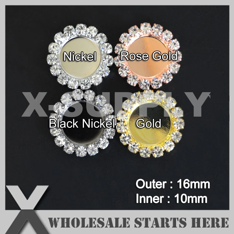 

16 мм плоская задняя часть EMPTY металлическая пуговица для эмбления со стразами, используется для DIY цветочного центра, заколки для волос, повязки на голову, ремесла ручной работы