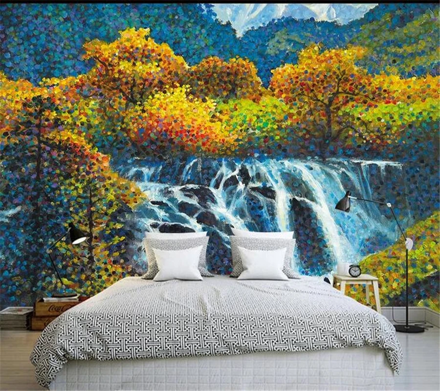 wellyu papel de pared Oil painting landscape HD custom personality hand-painted three-dimensional large wall paper papier peint