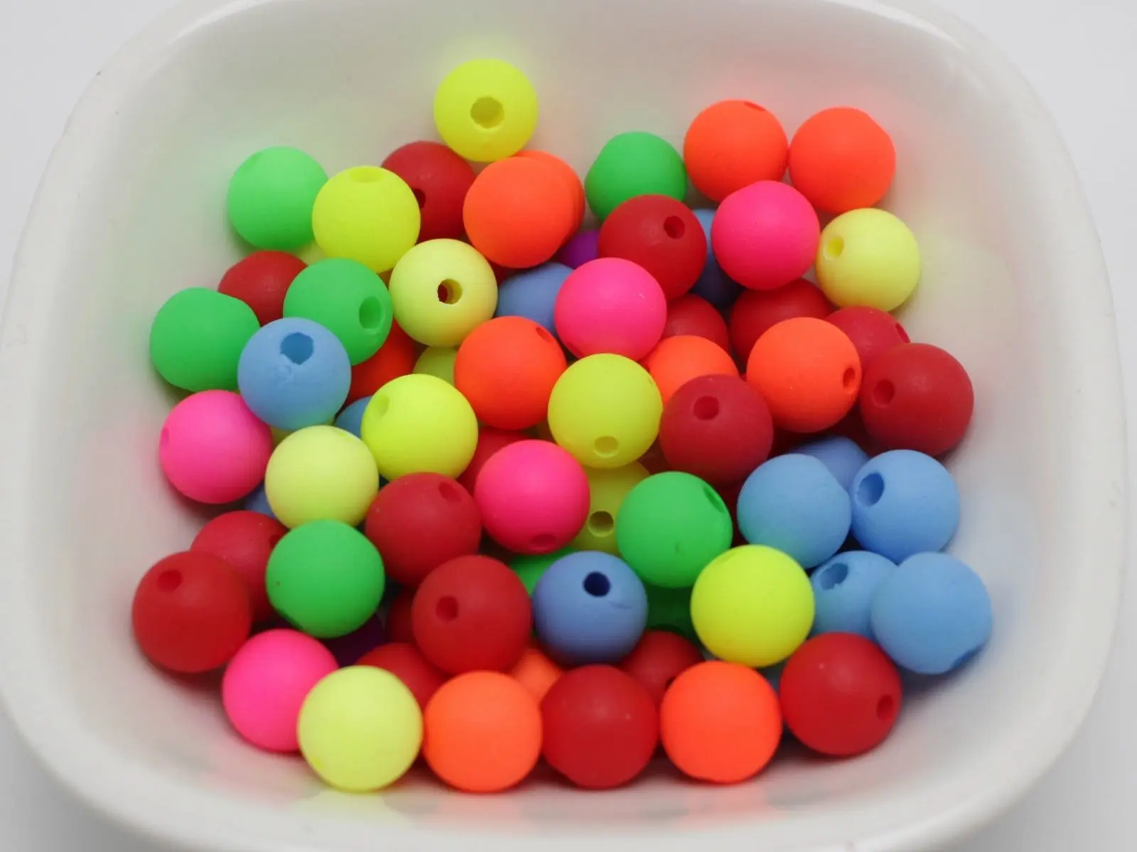 200 Mixed Frost Neon Color Acrylic Round Beads 8mm Smooth ball