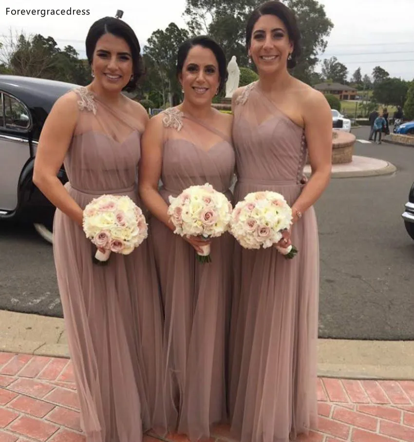 High Quality A Line Bridesmaid Dresses Tulle Summer Country Garden Wedding Party Guest Maid of Honor Gowns Plus Size Custom Made