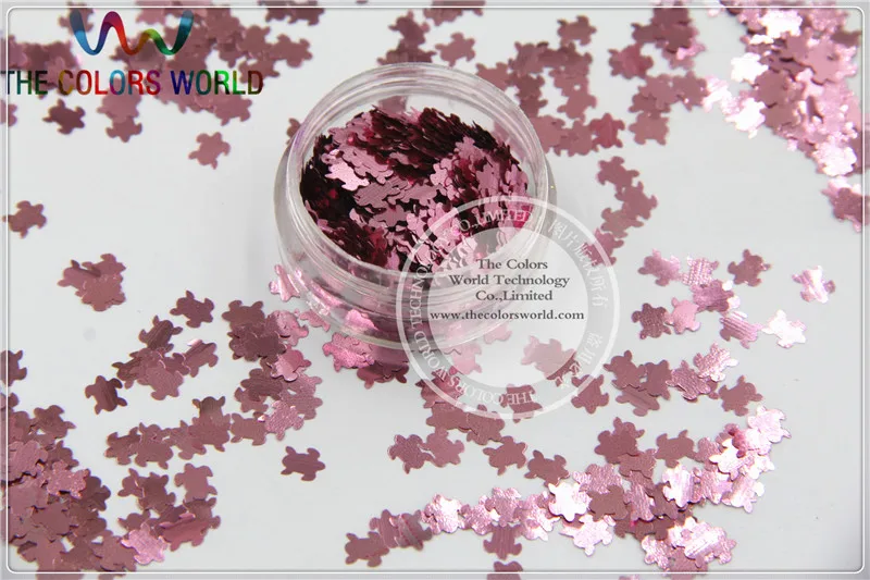 Solvent Resistant Solid Pink Red  Color Turtle Animal  Shape Glitter  for Nail Polish and DIY decoration 1Pack =50g