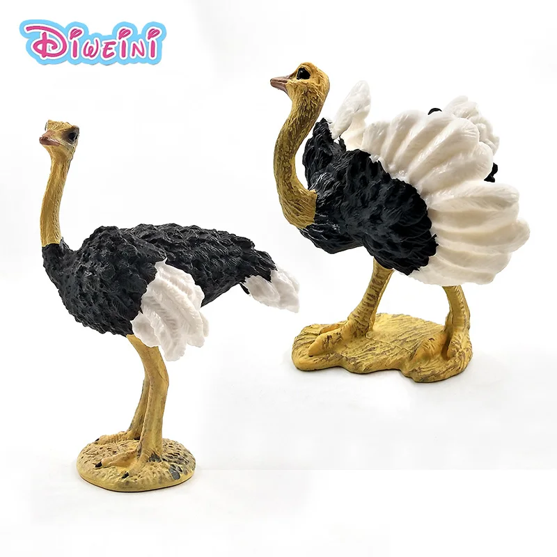 Cute Simulation Animal model Artificial Ostrich Bird figure fairy garden plastic Decoration educational statue toys for children