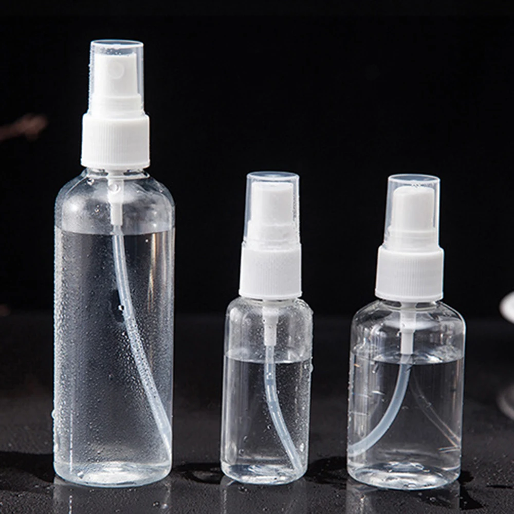 1 Pc 100/50/30ml Plastic Spray Bottle Portable Refillable Essential Cosmetics Atomizer Transparent Empty Alcohol Sprayer Bottles