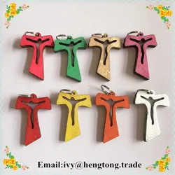 Wholesale  wood rosary accessory, rosary cross pendant, small t shape cross, religious rosary crucifix