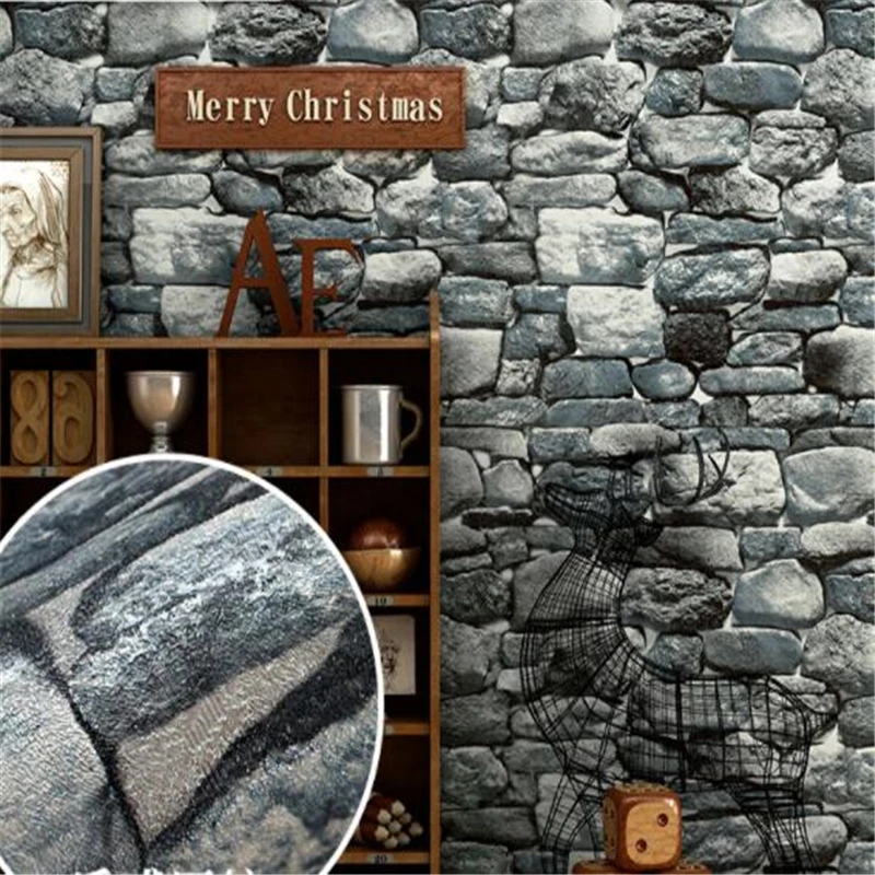 wellyu Papel De Parede Stone Wallpaper Simulation Retro Faux Rock 3d wallpaper Restaurant Culture Stone TV Background Wall mural