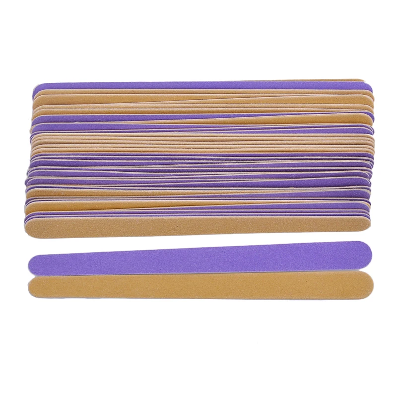 50pcs/lot Purple and Brown Nail File Sanding Grits 150/150 Nail Polish Buffer Blocks Washable Nail Accessories Supplier Tools