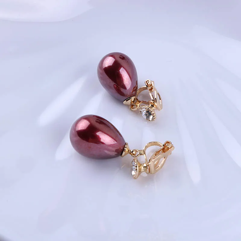 Luxury High Light Spring Colour Resin Waterdrop Clip on Earrings for Women Girl Party Without Pierced Favorite Fashion Jewelry