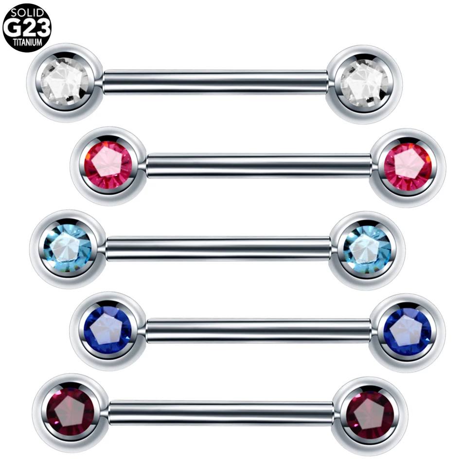 1PC Titanium Opal Nipple Shiled Bars Piercing 14G Internally Thread Sexy Mamilo Piercings Tongue Barbell Piercings Women Jewelry