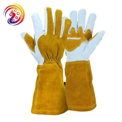 Women Gardening Gloves For Rose Pruning / Tig Welding Cow Leather Safety Gloves Men