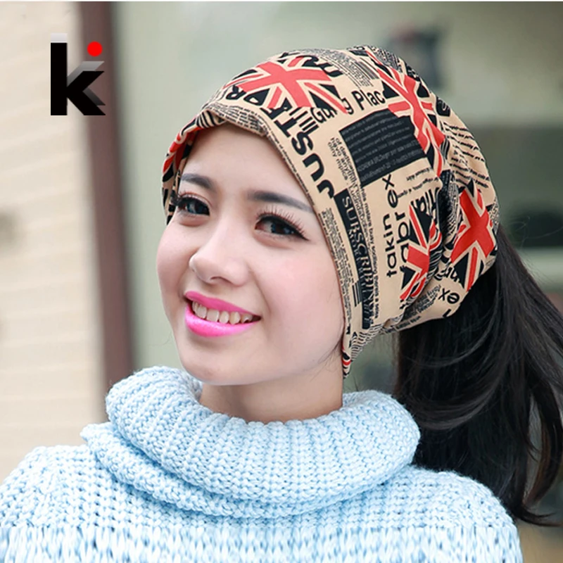 Fashion 2018 Autumn and winter muffler hats scarf dual-use hat The British style cap turban beanie hats for women Free shopping