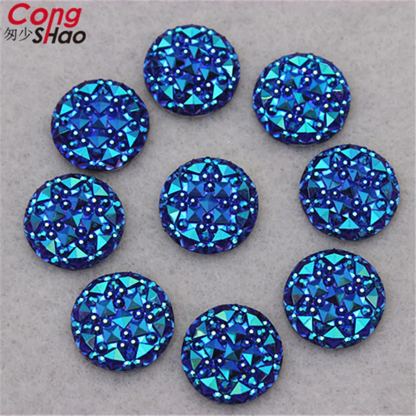 Cong Shao 100pcs 10/12/14/16mm AB Colorful Flatback Stones And Crystals Round Resin Rhinestone Trim Beads DIY Wedding Dress YB32