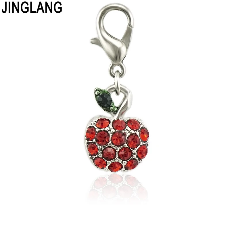 JINGLANG Mixed Lobster Clasp Strawberry/Grape/Cherry/Charms With Fruit Pendants DIY Charms For Jewelry Making Accessories 12pcs