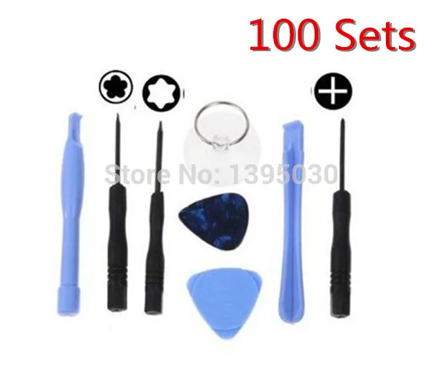 100Sets/Lot (800pieces)  8 in 1 Screwdriver Repair Opening Pry Tool Kit Set For Phone