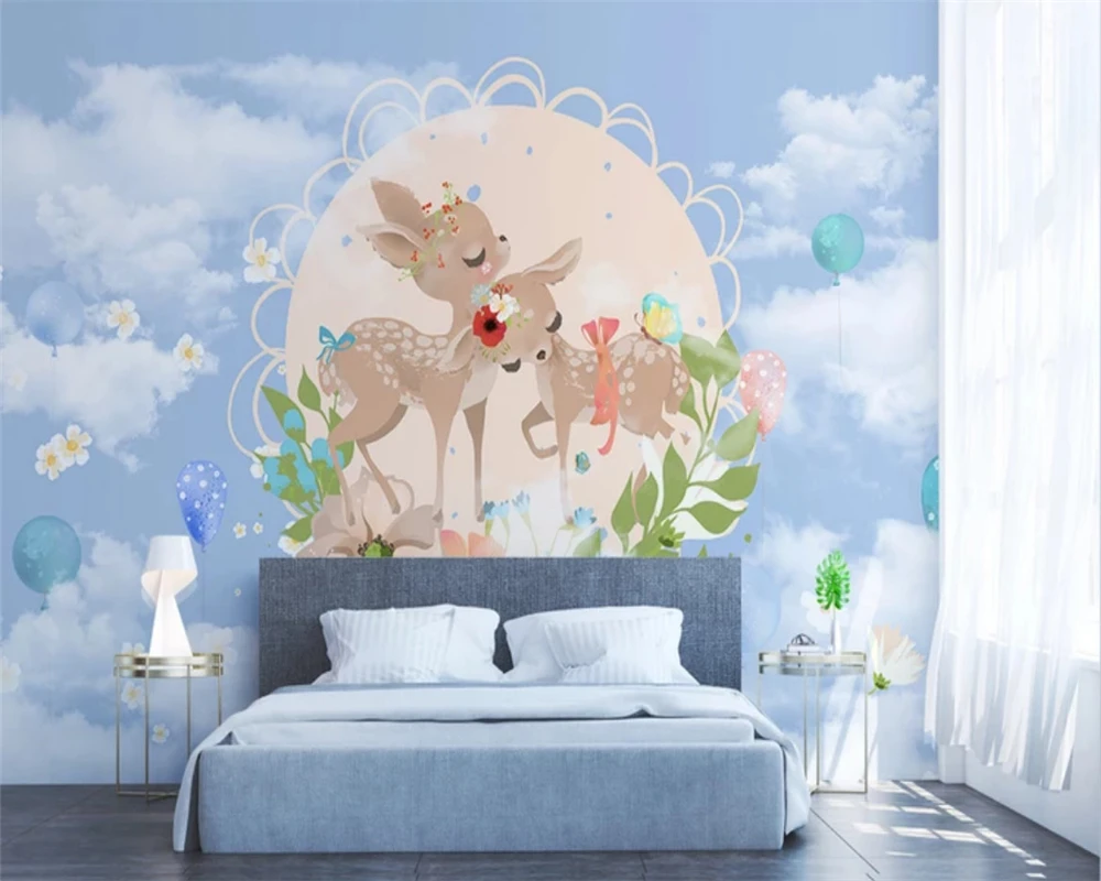 beibehang papel de parede Custom Nordic Modern Simple Cute Animal Children\'s Room Background 3d Wallpaper wall papers home decor