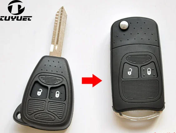 New Modified Flip Folding Key Shell for Chrysler Remote Key Case for Jeep Compass Wrangler Patriot Fob 2 Button