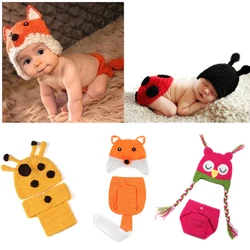 HOT!Newborn Photo Props Crochet Costume Knitted Baby Hat Sets Newborn Baby Animal Photography Props Accessories