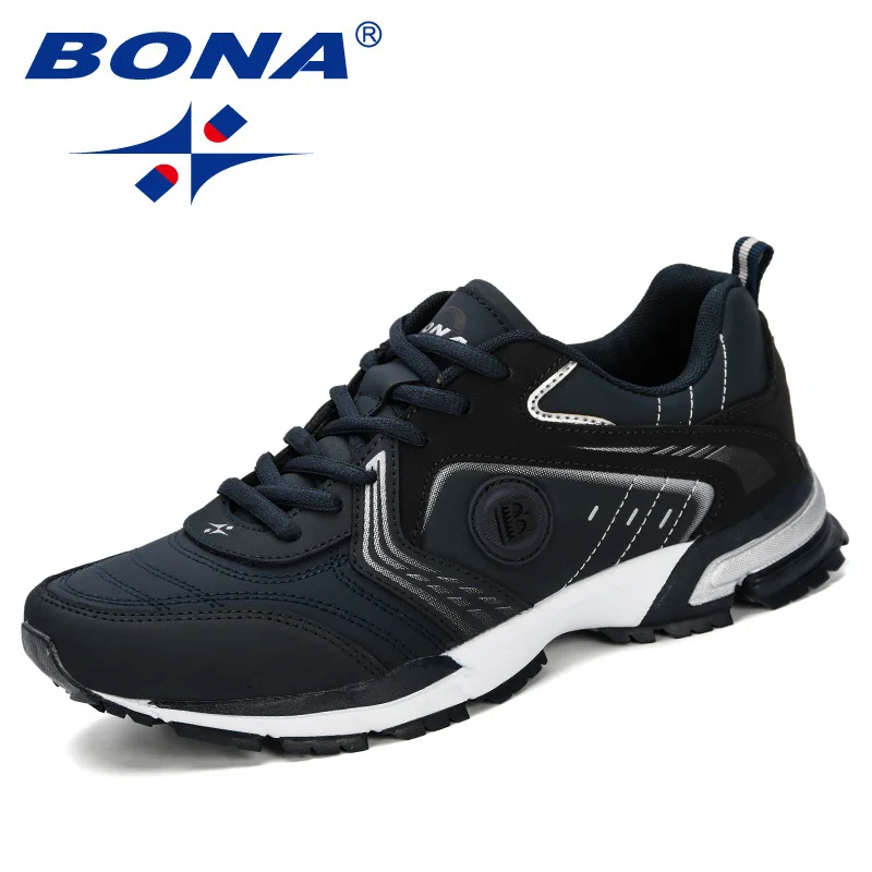 BONA Laufschuhe Männer Mode Im Freien Licht Atmungsaktive Turnschuhe Mann Lace-Up Sport Walking Jogging Schuhe Mann Bequem