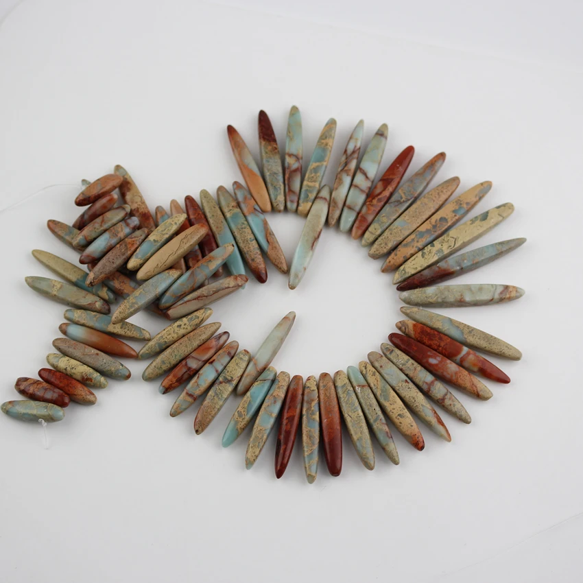 Full Strand Snakeskin Jaspers Slice Beads Jewelry,Top Drilled Smooth Jaspers Stone Beads Necklace Making