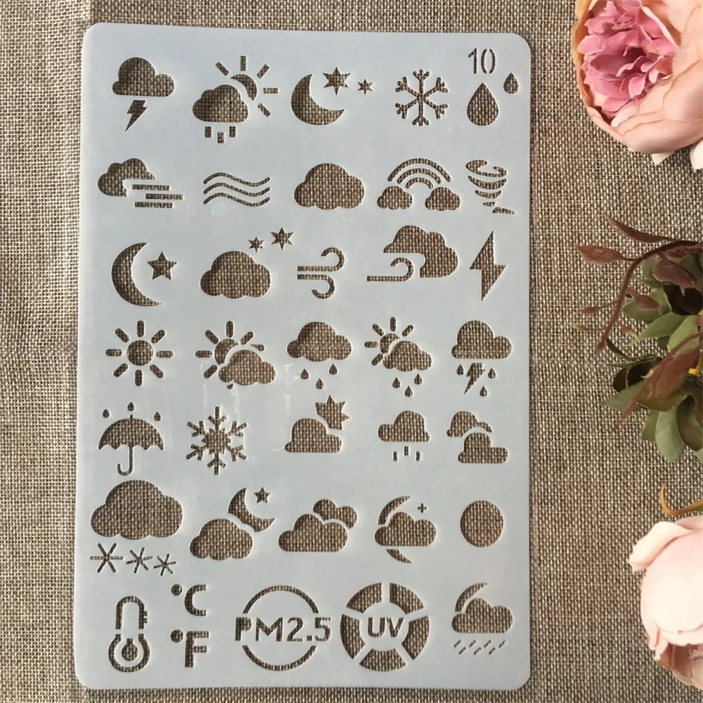 Mới 26Cm Thời Tiết Đám Mây Trời Thủ Công DIY Lớp Dựng Stencils Tranh Thêu Sò Dập Nổi Album Thẻ Giấy Bản Mẫu