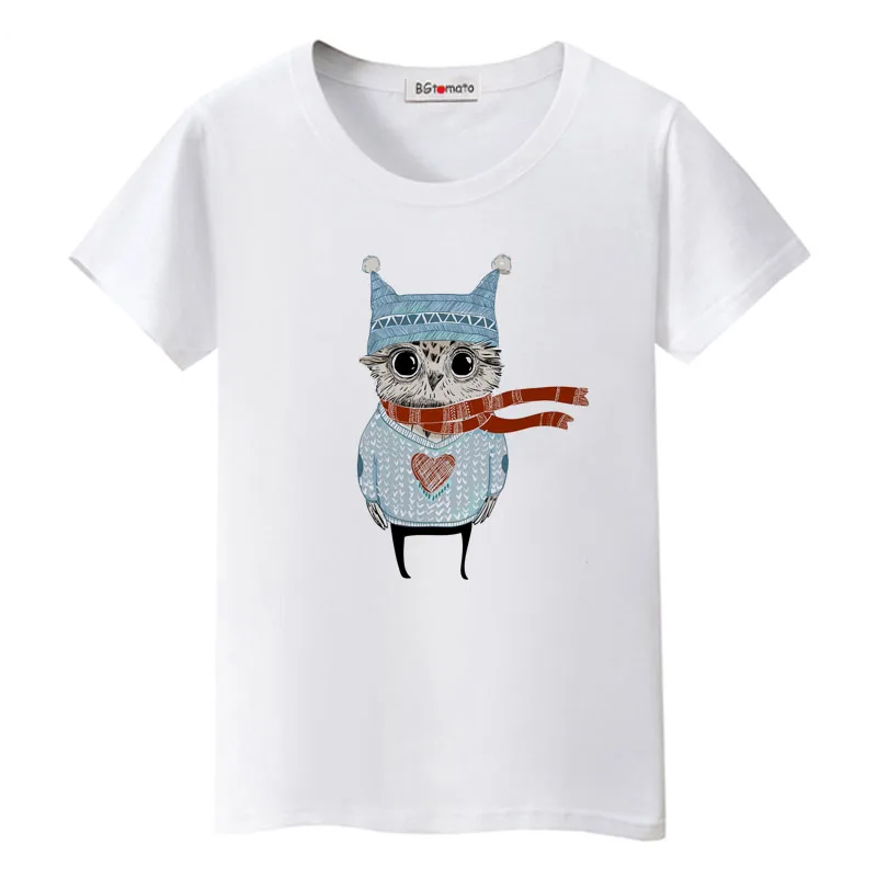 

BGtomato Lovely owl t-shirt hot sale animals printing tops original brand summer casual tees supper funny owl tshirts women