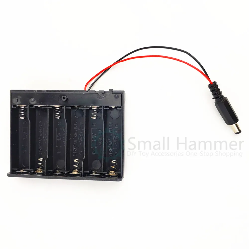 1pcs No. 5 six-section battery box with switch, DC plug, DC male head AA battery box