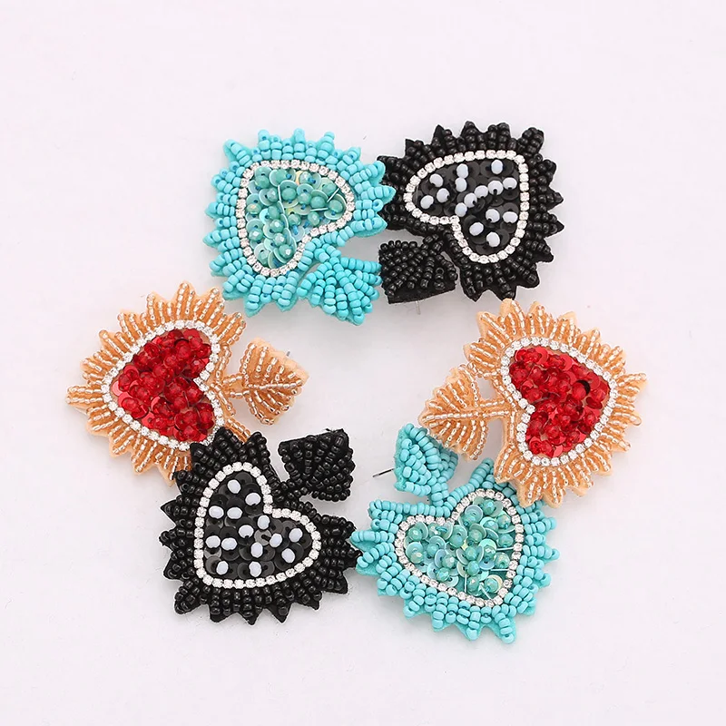 Sehuoran Charm Crystal Beads Statement Drop Earrings Vintage New Design Wedding Jewelry Lady Earrings For Women Boho Jewelry EAR