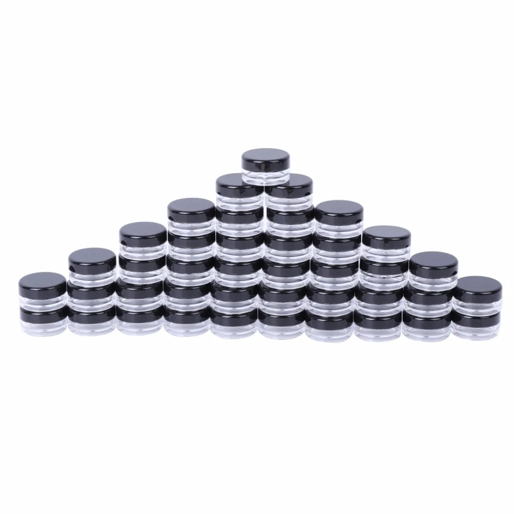 2017 50Pcs Houseables 3 Gram Jar Make Up Jar Cosmetic Sample Empty Container Plastic Round Lid Small Bottle