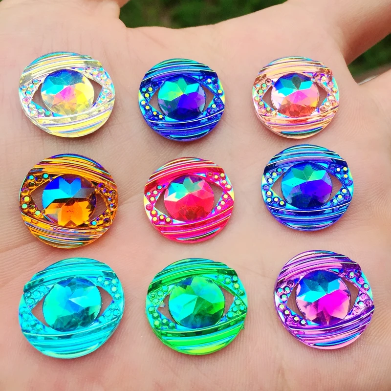 Colore misto 10 pcs Rotondo Lucido Rhinestone della Parte Posteriore Piana Cabochon di Arte Della Decorazione del Rifornimento di Fascino FAI DA TE