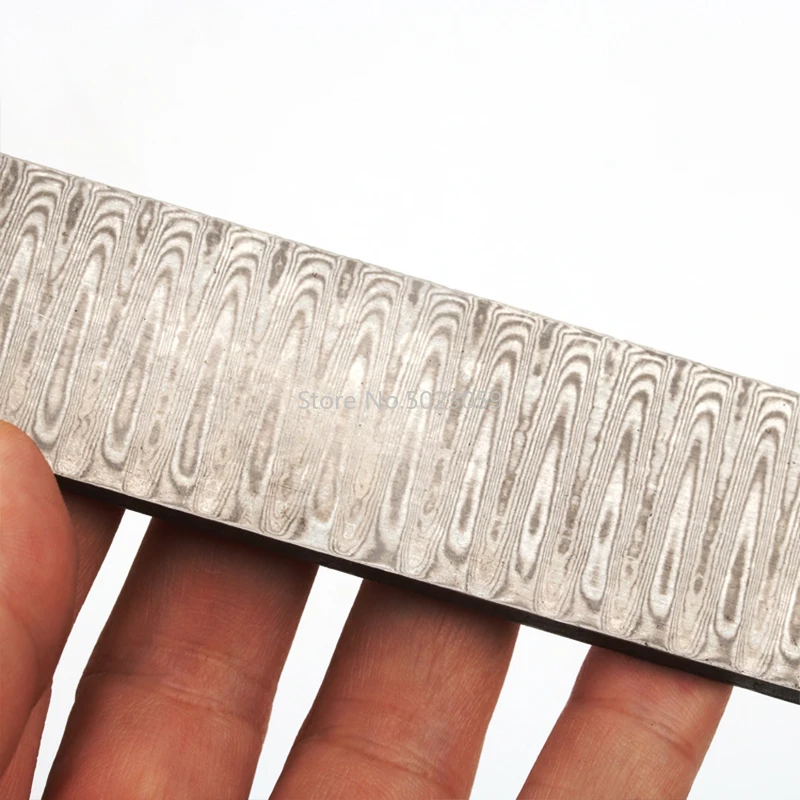 1 Piece DIY Knife Making Damascus Steel Ladder Sandwich Pattern Steel Knife Blade Blank Has Been Heat Treatment 200*30*3mm