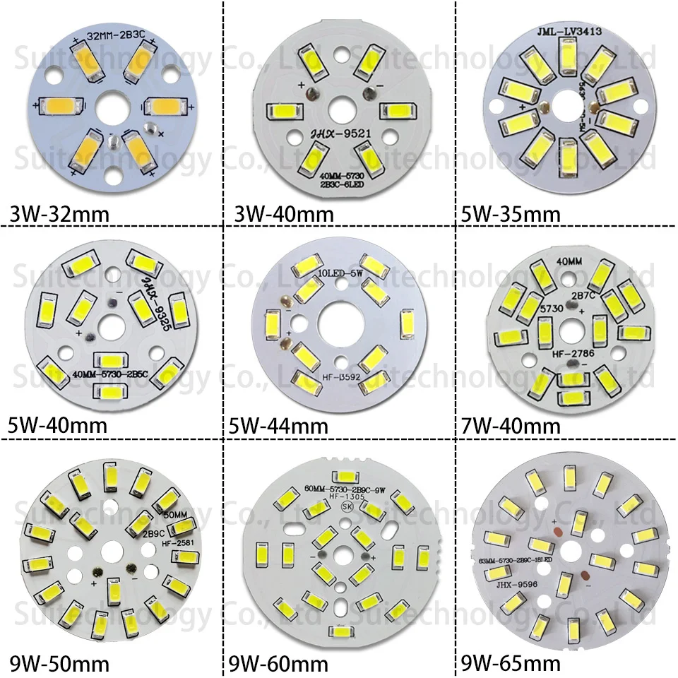 Brillo SMD5730 placa de luz, 3W, 5W, 7W, 9W, 12W, 15W, 18W, 24W, 30W, 36W, Panel de lámpara PCB con LED para luz de techo DIY, bombilla LED