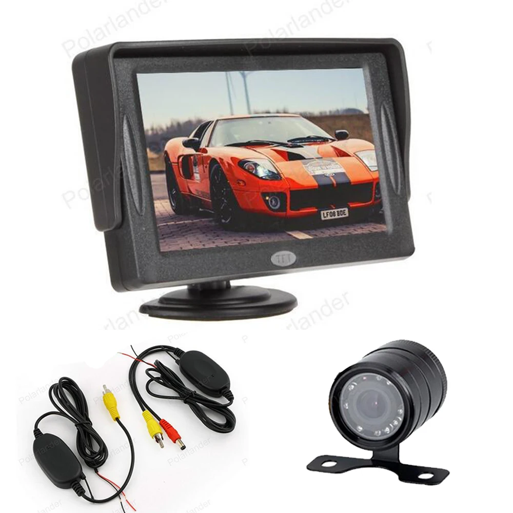 

wireless 4.3 Inch TFT LCD Display car Monitor + 9 IR LED Night Vision Rear view Camera + Video Transmitter & Receiver Kit