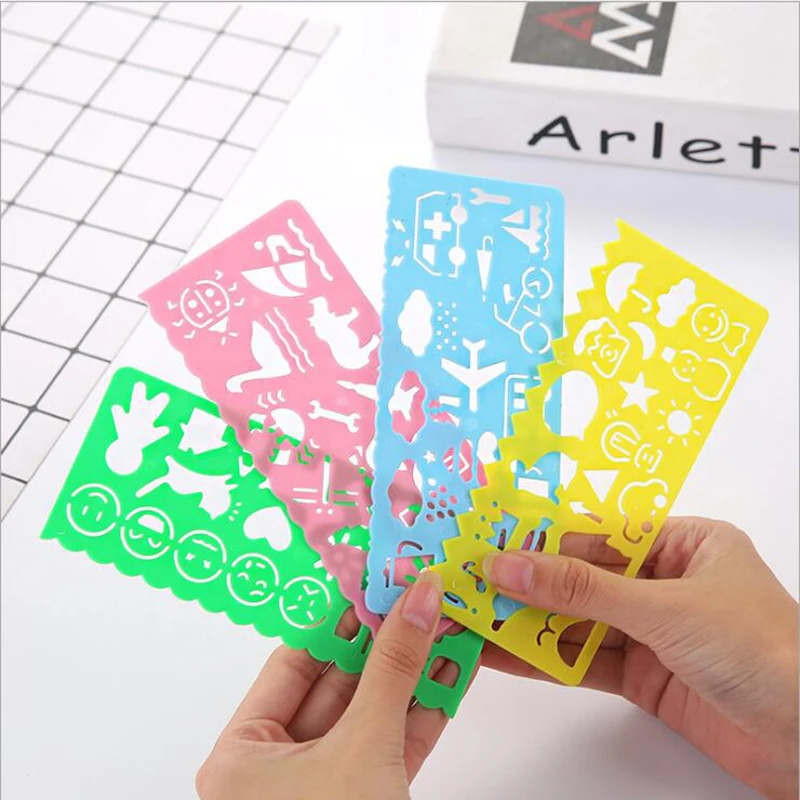 4pcs Beautiful Graphics Scale Symbol Figure Painting Model Candy Color Student Stationery School Office Supplies