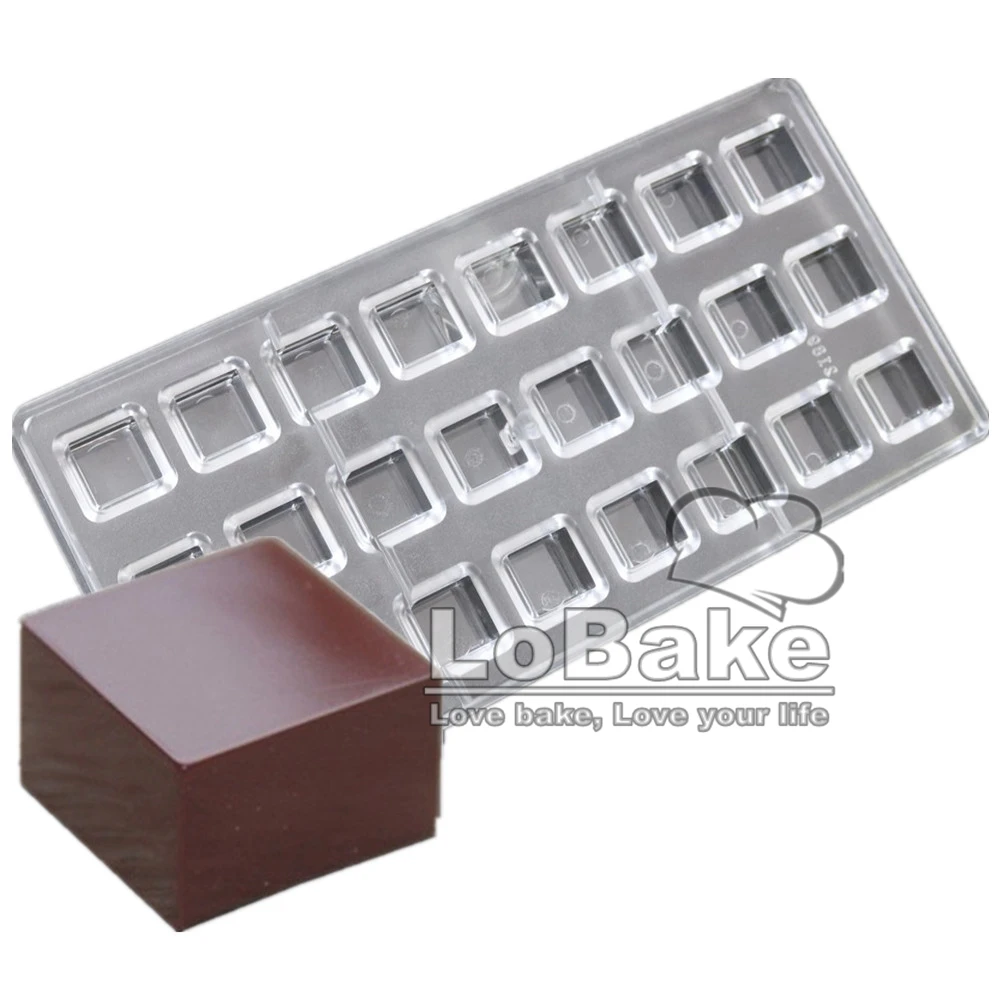 24 cavities square cube shape chocolate mould PC Polycarbonate mold candy fondant ice cube baking decorating tools