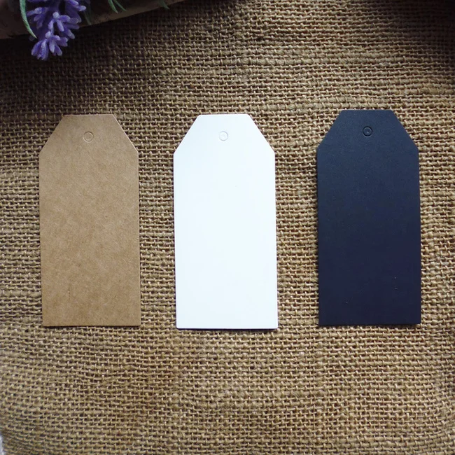 50pcs white black Kraft paper blank Kraft Gift Tags Scalloped Edge Wedding Party Paper Tag Price Label Hang Tag 4.5x9.5cm