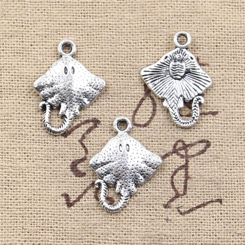 15pcs Charms Stingray Fish 21x13mm Antique Making Pendant fit,Vintage Tibetan Silver color,DIY Handmade Jewelry