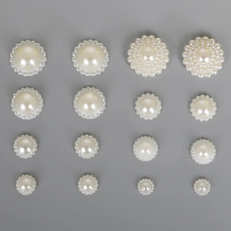 Hot Selling Flat Back Cabochon Imitation Plastic ABS Pearl Sun Flower Beads for DIY Fashion Jewelry Beads Craft Phone Decoration