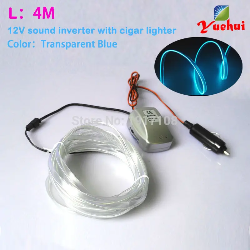 202112V Inverter Sound Active 4 Meters LED Neon light 10color Optional EL Wire Glow Rope tape Tube For Car Wedding Decoration