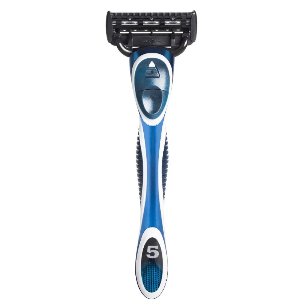 QShave Biru Pria Manual Mencukur Pemangkas Blade Razor (1Pc X3 Pisau, 1Pc X5 Blade)