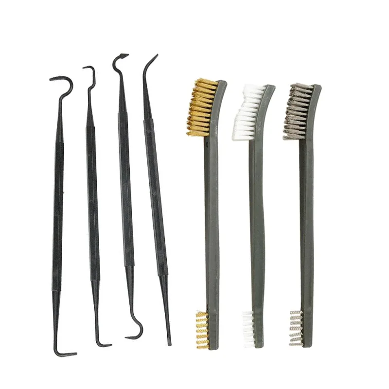 Magorui Airgun 3pcs Steel Wire Brush + 4pcs Nylon Pick Set Universal Rifle Gun Hunting Cleaning Kit