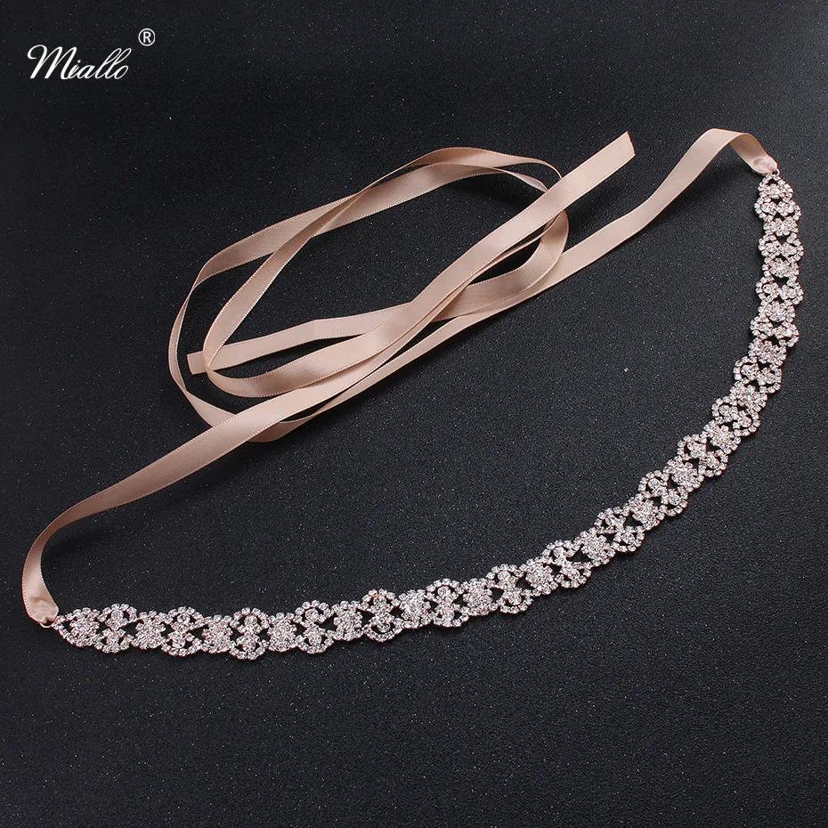 

Miallo Classic Thin Austrian Crystal Alloy Wedding Belts & Sashes Skinny Sashes for Bride Bridesmaids Bridal Dress Accessories