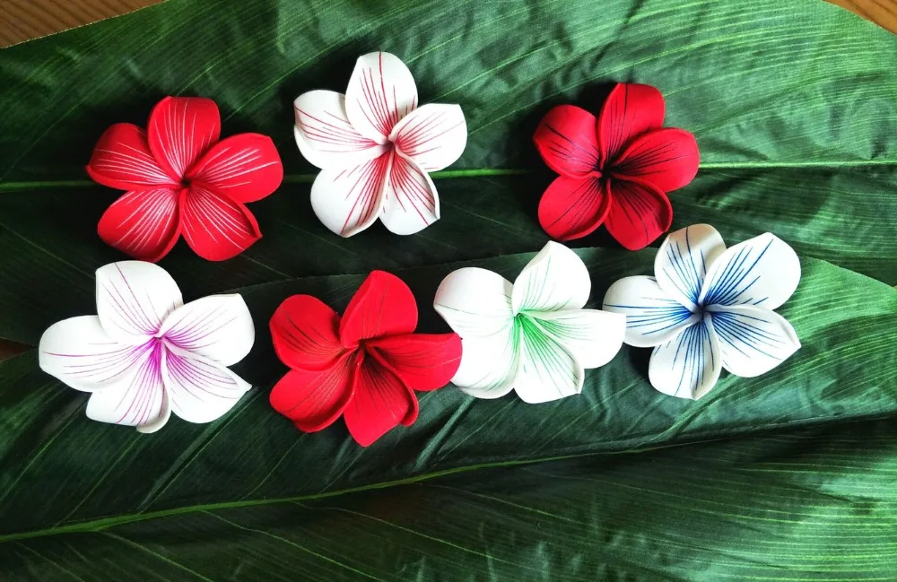 Free Shipping F1146  80pcs/ lot 6-7CM 7COLORS Foam plumeria hair pick  women wear hair accessories Hawaii tropical flower