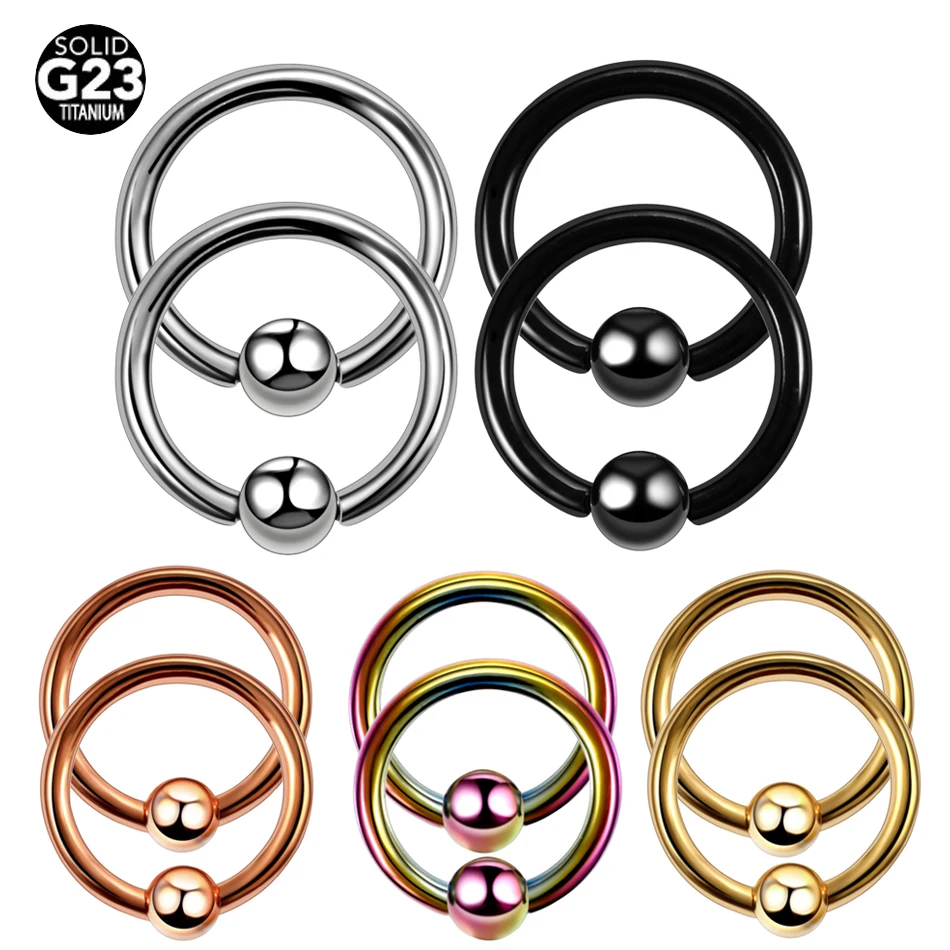 10Pcs/lot G23 Grade Titanium Mixed Color Nose Rings Captive Ring BCR Eyebrow Piercing Nipple Ring Bar CBR Piercings Body Jewelry