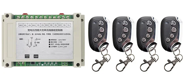 

AC220V 250V 380V 30A 4CH RF Wireless Remote Control Switch With metal Transmitter Gate Garage Door lamp/ window