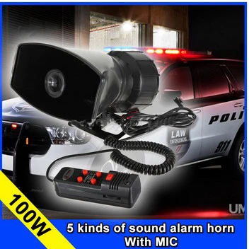 UDMJ Wholesale 5 Tone Police Horn Alarm Siren DC 12V 100W For Car Motorcycle Tape Megaphone PA Speaker  System  Microphone