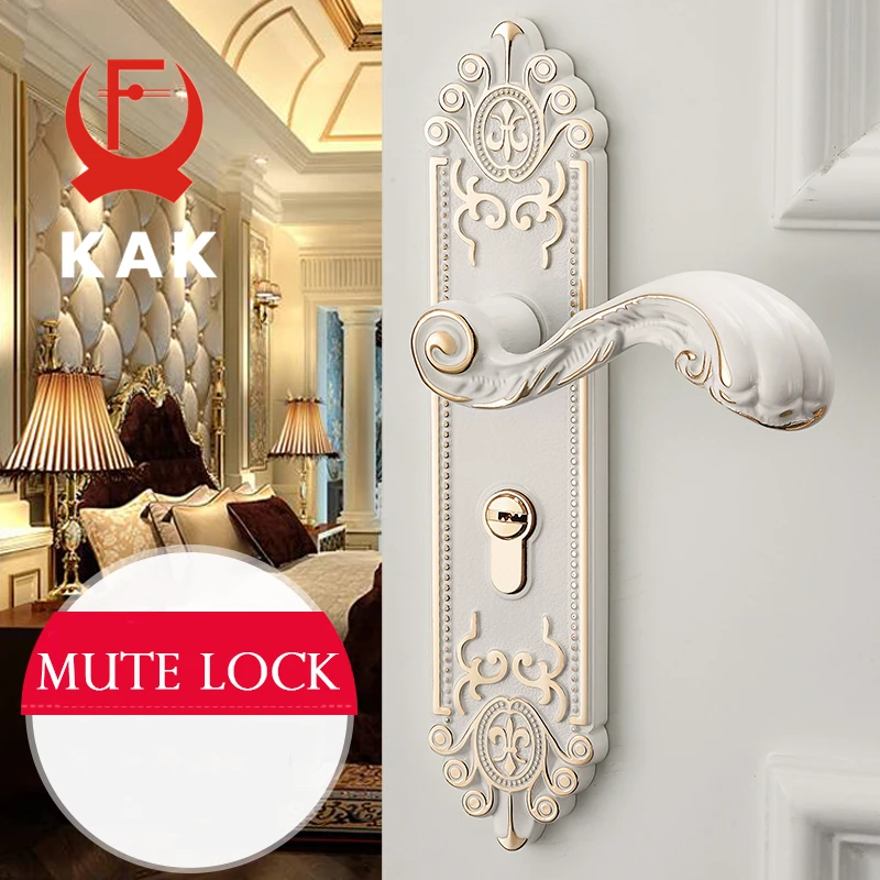 Kak Europese Stijl Mute Kamer Deurslot Handvat Mode Interieur Deurknoppen Slot Luxe Anti-Diefstal Gate Lock Meubels hardware